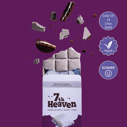 7th Heaven Chocolate - Vegan Oat White Chocolate Bar: White Cocoa & Cookies, Kosher