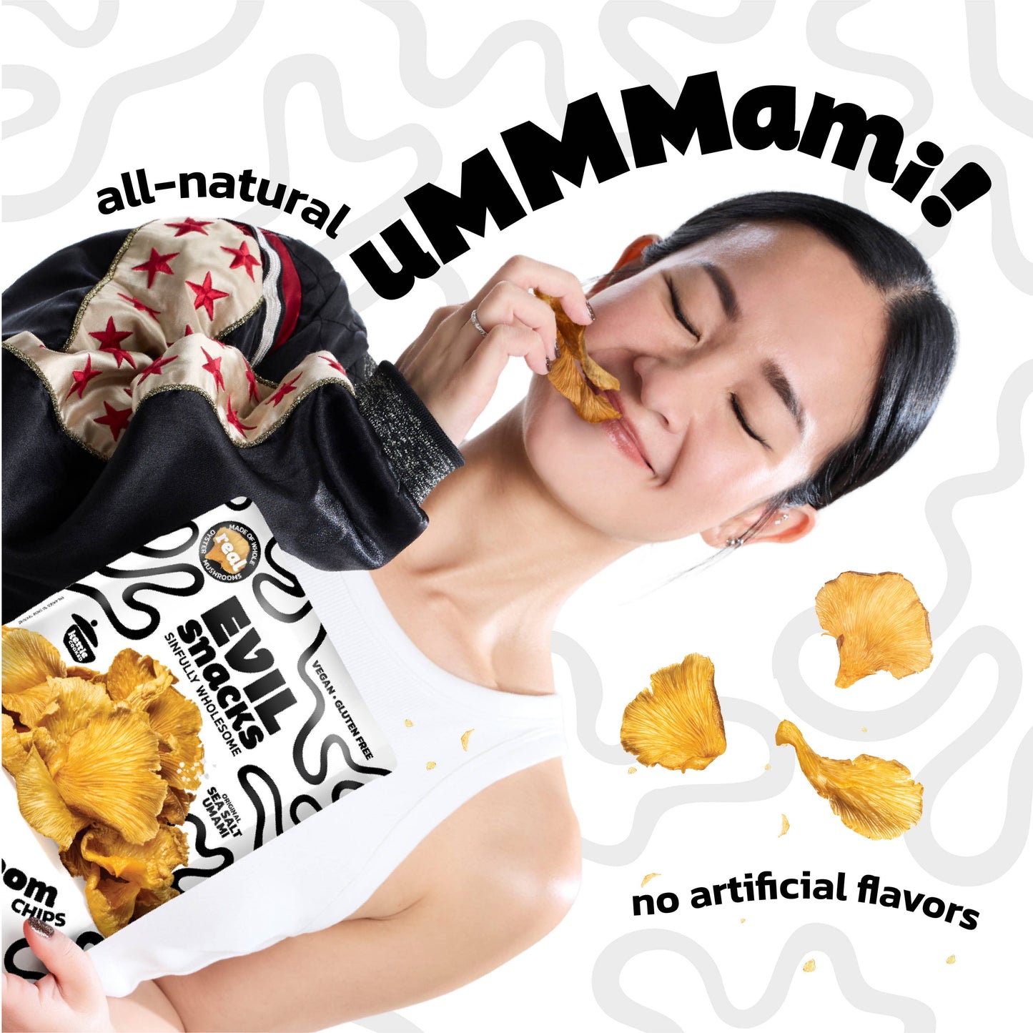 EVIL SNACKS - Crunchy Mushroom Chips Original Umami Flavor 2oz