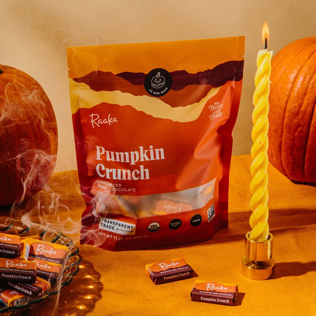 Raaka Chocolate - Pumpkin Crunch Mini Chocolate Bars - Fall Halloween Limited