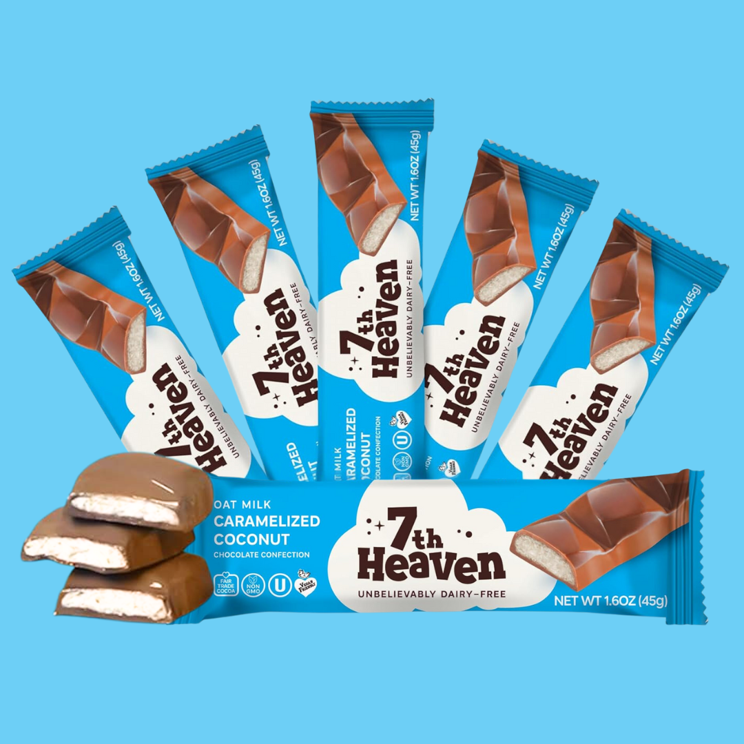 7th Heaven Chocolate - Vegan Oat Milk Chocolate Bar -  Caramelized Coconut, Non-GMO