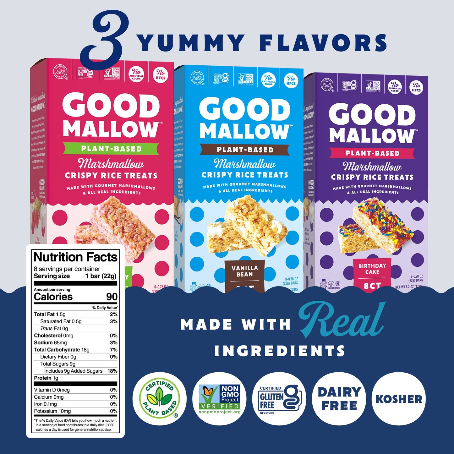 Snackatere - Vegan Rice Crispy Treats Individually Wrapped Box of 8: Vanilla