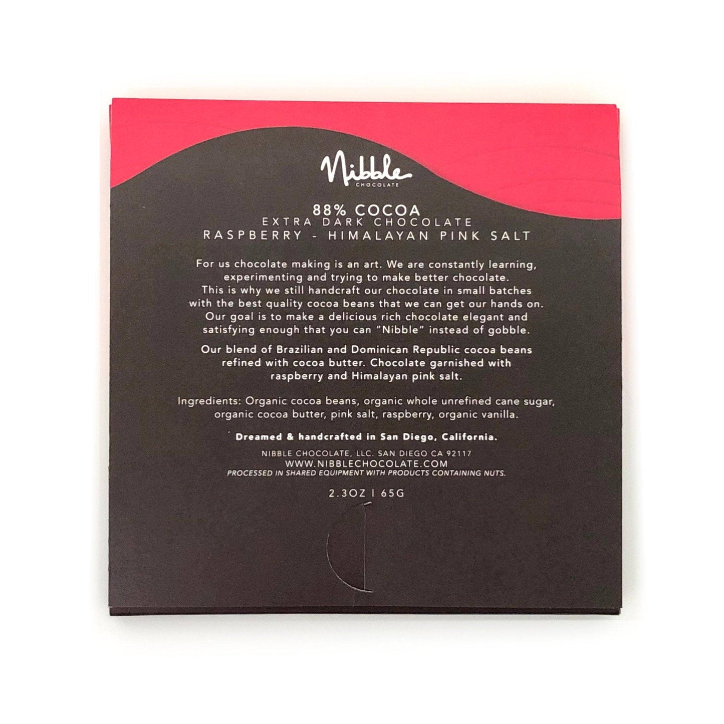 Nibble Chocolate - Inclusion Bar | 88% Cocoa Raspberry & Himalayan Pink Salt